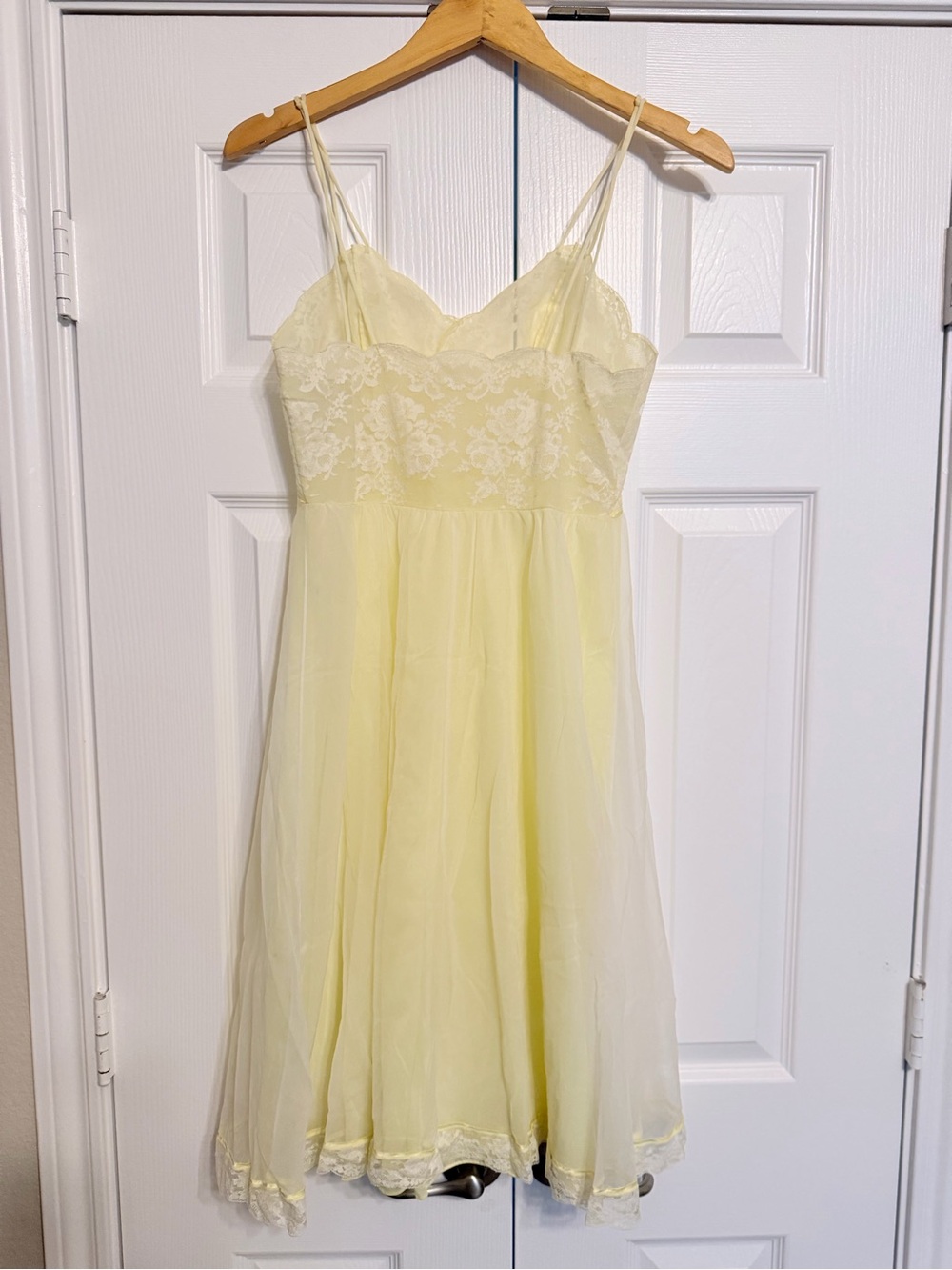 Vintage Vanity Fair Yellow Lace-Trim Slip Dress - Women Intimates & Sleepwear